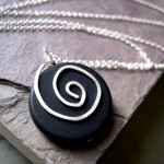 Matte Black Onyx and Sterling Silver Pendant Necklace