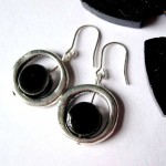 Tibetan Silver and Black Ceramic Bead Earrings