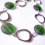 Tibetan Silver and Recycled Green Glass Necklace
