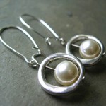 Sterling Silver Long Kidney Wire Tibetan Silver Pearl Earrings