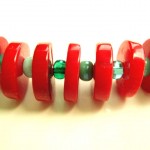 Red Coral and Turquoise Czech Glass Sterling Silver Necklace