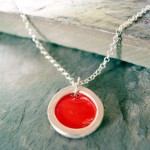 Red Enamel Sterling Silver Pendant Necklace