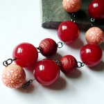 Red Jade and Vintage Acrylic Bead Necklace
